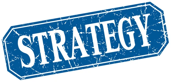 Stratégie bleu carré vintage grunge signe isolé — Image vectorielle