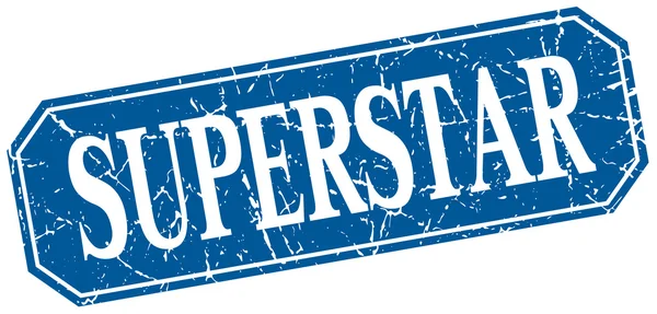 Superstar blue square vintage grunge isolated sign — Stock Vector
