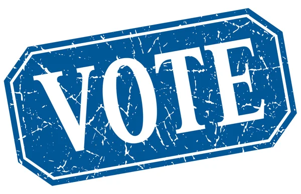 Vote blue square vintage grunge isolated sign — Stok Vektör