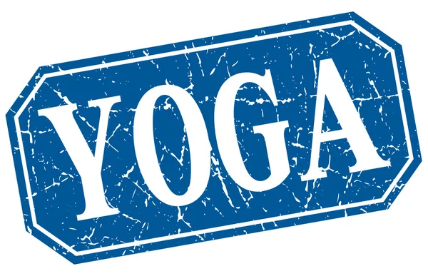 Yoga azul cuadrado vintage grunge aislado signo — Vector de stock