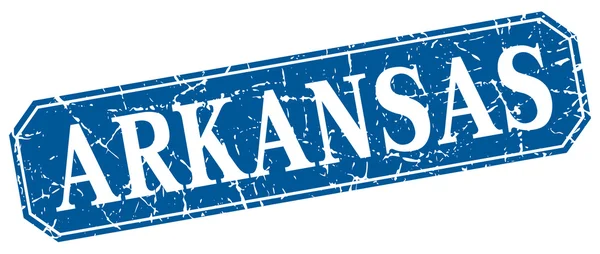 Arkansas kék négyzet grunge retro stílusú jele — Stock Vector