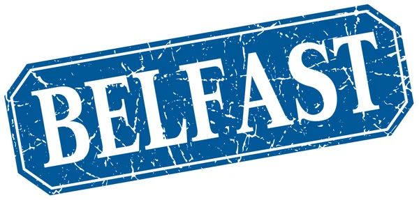 Belfast bleu carré grunge signe de style rétro — Image vectorielle