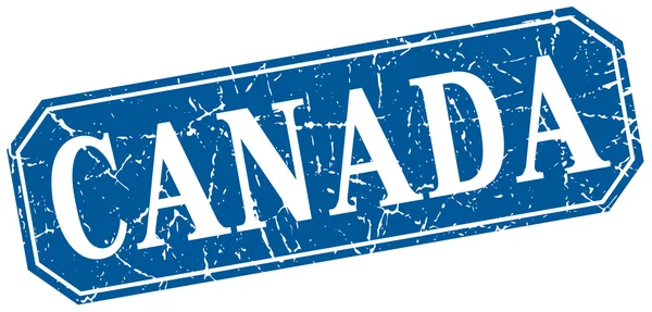 Kanada mavi kare grunge retro tarzı işareti — Stok Vektör