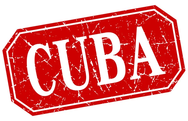Cuba red square grunge retro style sign — Stock Vector
