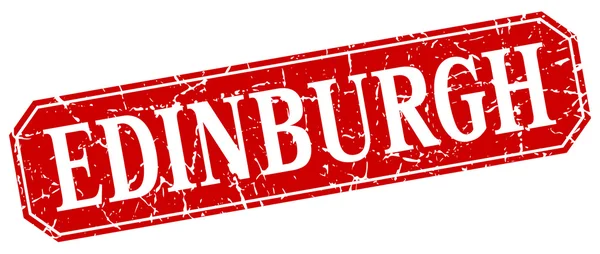 Édimbourg Grunge carré rouge signe de style rétro — Image vectorielle