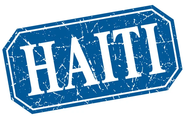 ハイチ青い正方形グランジ レトロ スタイル サイン — ストックベクタ