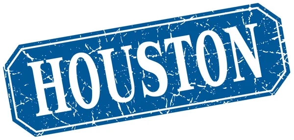 Houston modrý čtvereček grunge stylu retro značka — Stockový vektor