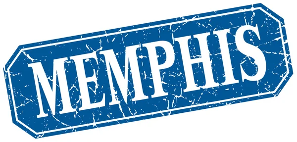 Signo de estilo retro grunge cuadrado azul de Memphis — Vector de stock