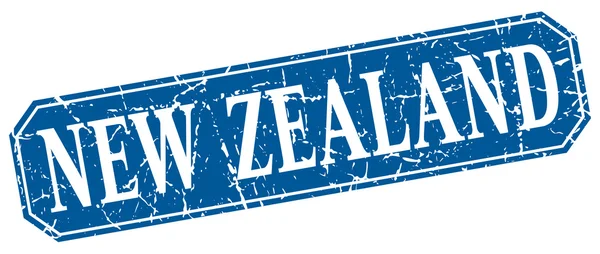 New Zealand blue square grunge retro style sign — Stock Vector