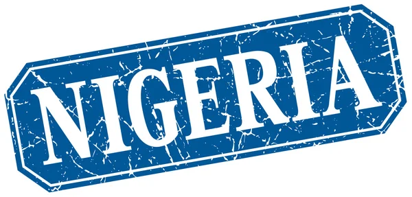 Nigeria azul cuadrado grunge retro signo de estilo — Vector de stock