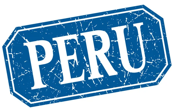 Signo de estilo retro de grunge cuadrado azul Perú — Archivo Imágenes Vectoriales