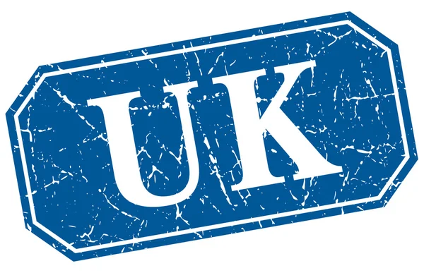 Uk blue square grunge retro style sign — Stock Vector