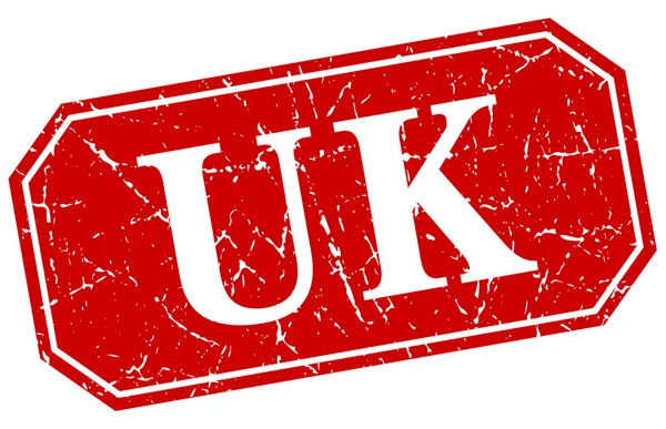 Uk grunge cuadrado rojo signo de estilo retro — Archivo Imágenes Vectoriales