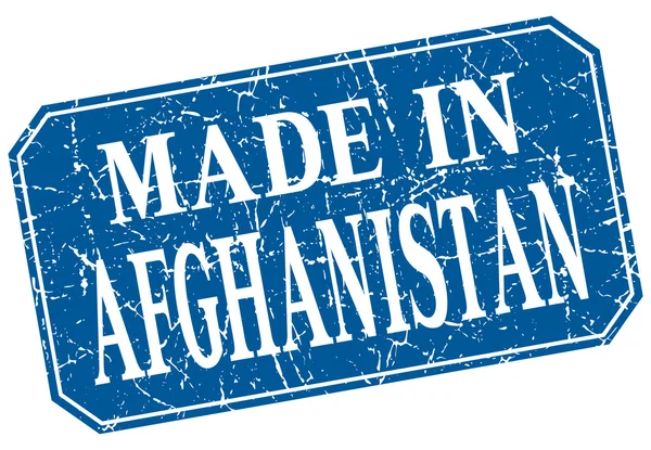 Gjorde i Afghanistan blå fyrkantiga grunge stämpel — Stock vektor