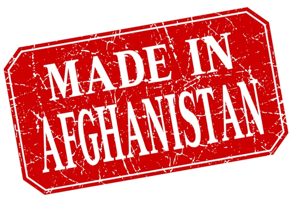 Gjorde i Afghanistan Röda torget grunge stämpel — Stock vektor