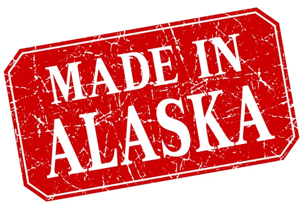 Hecho en Alaska sello grunge cuadrado rojo — Vector de stock
