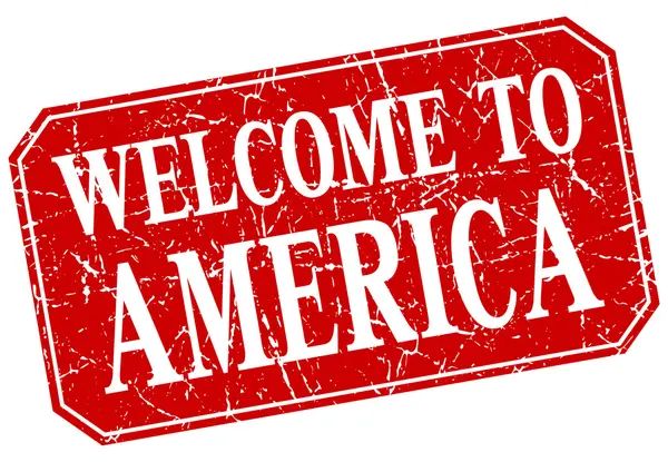 Witamy w Ameryce plac czerwony ilustracja pieczęć — Wektor stockowy