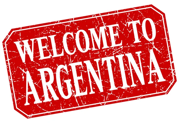 Welcome to Argentina red square grunge stamp — Stock Vector