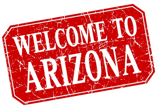 Welcome to Arizona red square grunge stamp — Stock Vector