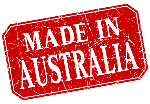 Made in australia red square grunge stamp — Stockvektor