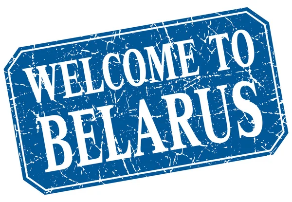 Welcome to Belarus blue square grunge stamp — Stock Vector