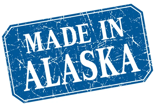 Hergestellt in alaska blue square grunge stamp — Stockvektor