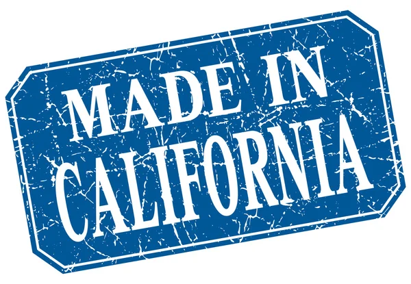 Made in California francobollo grunge quadrato blu — Vettoriale Stock