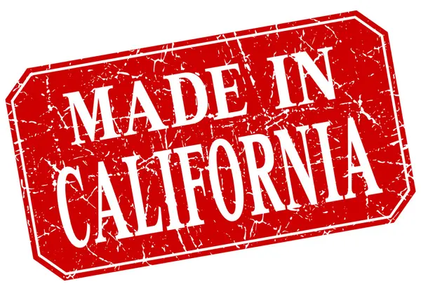 Made in California francobollo grunge quadrato rosso — Vettoriale Stock