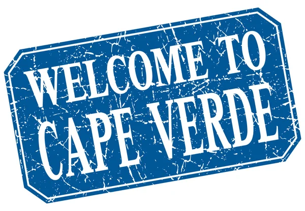 Bienvenido al sello Grunge cuadrado azul de Cabo Verde — Vector de stock