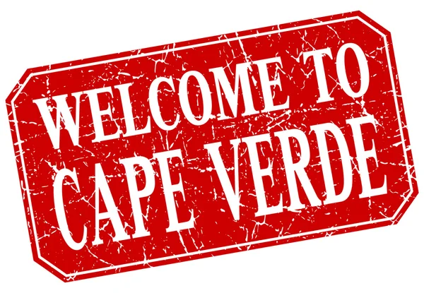 Bienvenido al sello grunge cuadrado rojo de Cabo Verde — Vector de stock