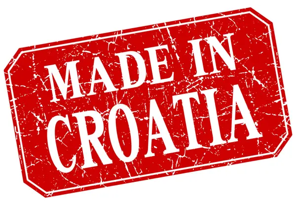 Made in Croatia francobollo grunge quadrato rosso — Vettoriale Stock