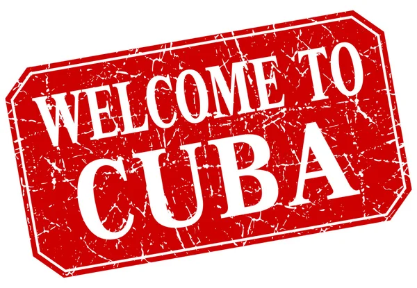 Bienvenido a Cuba sello grunge cuadrado rojo — Archivo Imágenes Vectoriales