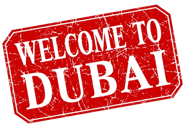 Witamy w Dubaju plac czerwony ilustracja pieczęć — Wektor stockowy