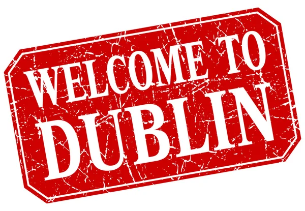 Welcome to Dublin red square grunge stamp — Stock Vector