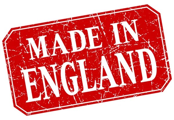 Made in england red square grunge stamp — Stockvektor