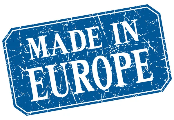 Made in europe blue square grunge stamp — Stock Vector