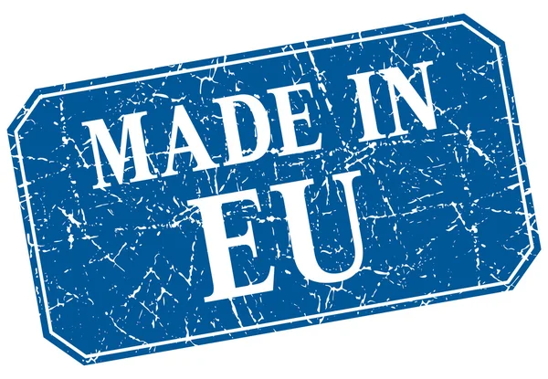 Hergestellt in eu blue square grunge stamp — Stockvektor