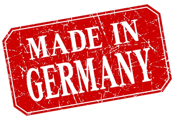 Made in Germany red square grunge stamp — Stock Vector