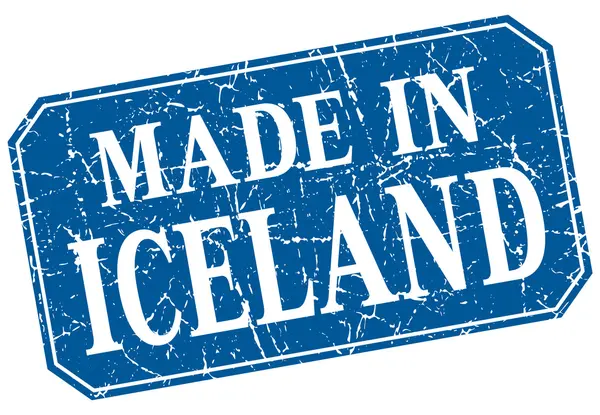 Gemaakt in IJsland blauwe vierkante grunge stempel — Stockvector