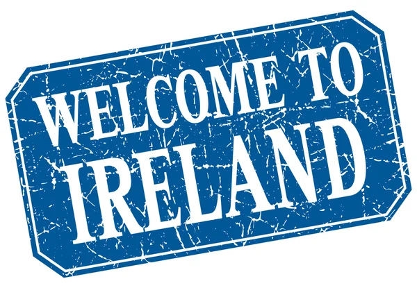 欢迎来到爱尔兰蓝色方形 grunge 邮票 — 图库矢量图片