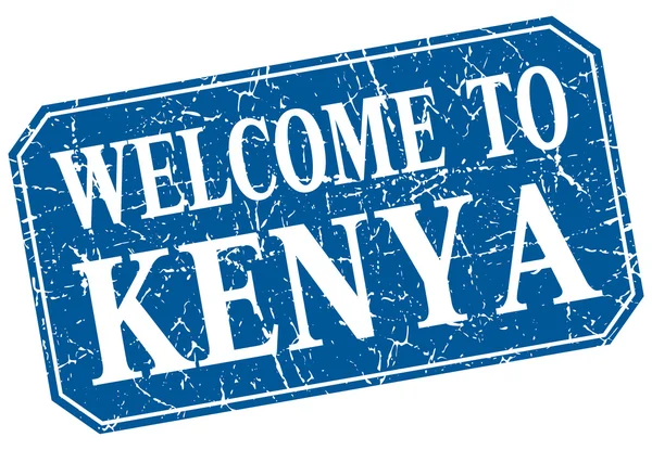 Welcome to Kenya blue square grunge stamp — Stock Vector