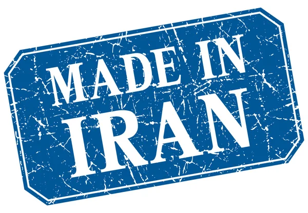 Gemaakt in Iran blauwe vierkante grunge stempel — Stockvector