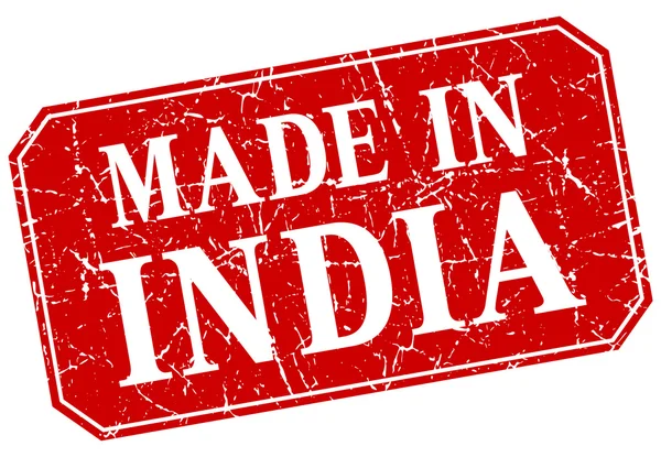 Сделанная в Индии красная квадратная марка гранжа — стоковый вектор