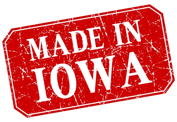 Fabriqué en Iowa timbre grunge carré rouge — Image vectorielle