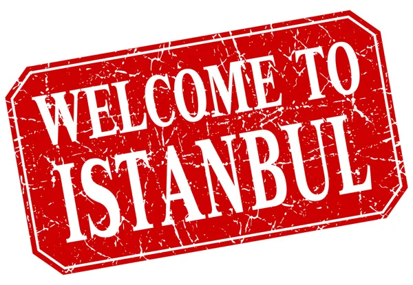 Bienvenue à Istanbul timbre grunge carré rouge — Image vectorielle