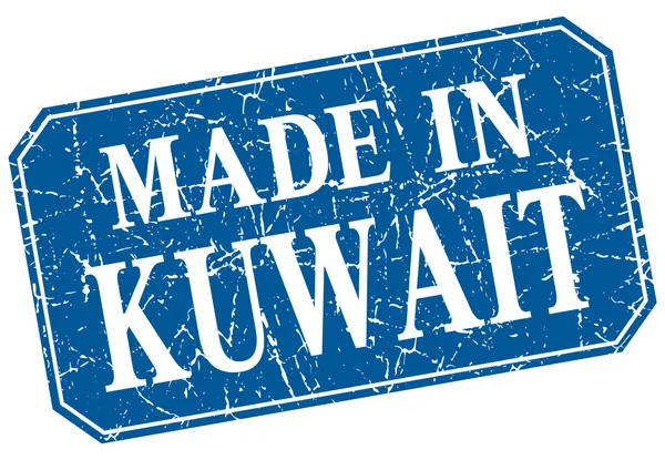 Hecho en Kuwait sello grunge cuadrado azul — Archivo Imágenes Vectoriales