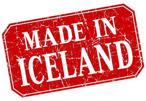 Made in Iceland francobollo grunge quadrato rosso — Vettoriale Stock