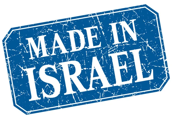 Made in Israel blue square grunge stamp — Stock Vector