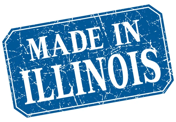 Gemaakt in Illinois blauwe vierkante grunge stempel — Stockvector