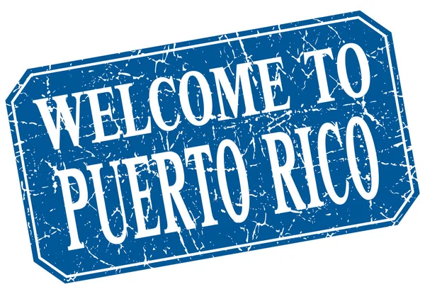 欢迎来到波多黎各蓝色方形 grunge 邮票 — 图库矢量图片
